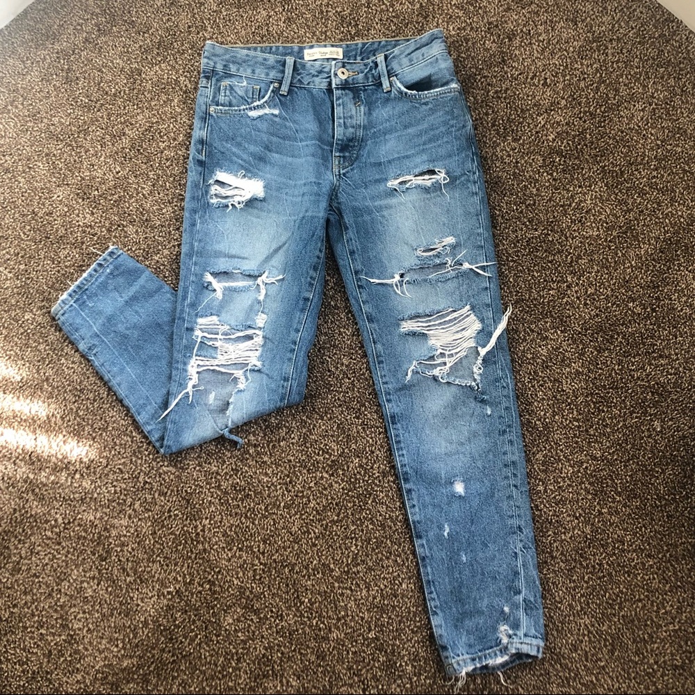 Bershka Vintage Denim Distressed Jeans